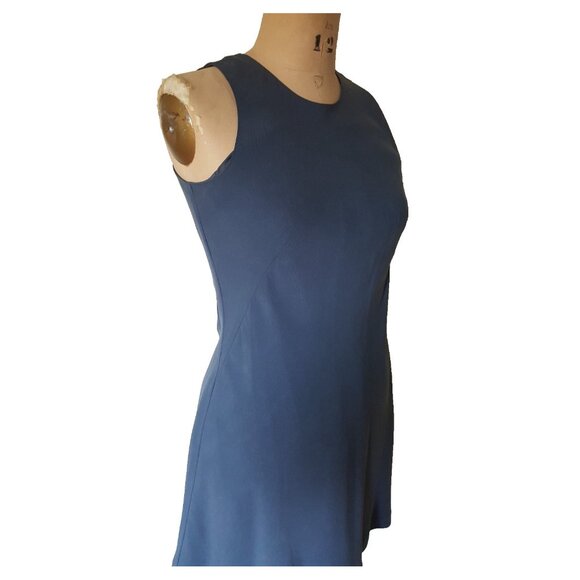 Laura Ashley gray blue A line shift sheath mini dress 6 - Picture 4 of 12